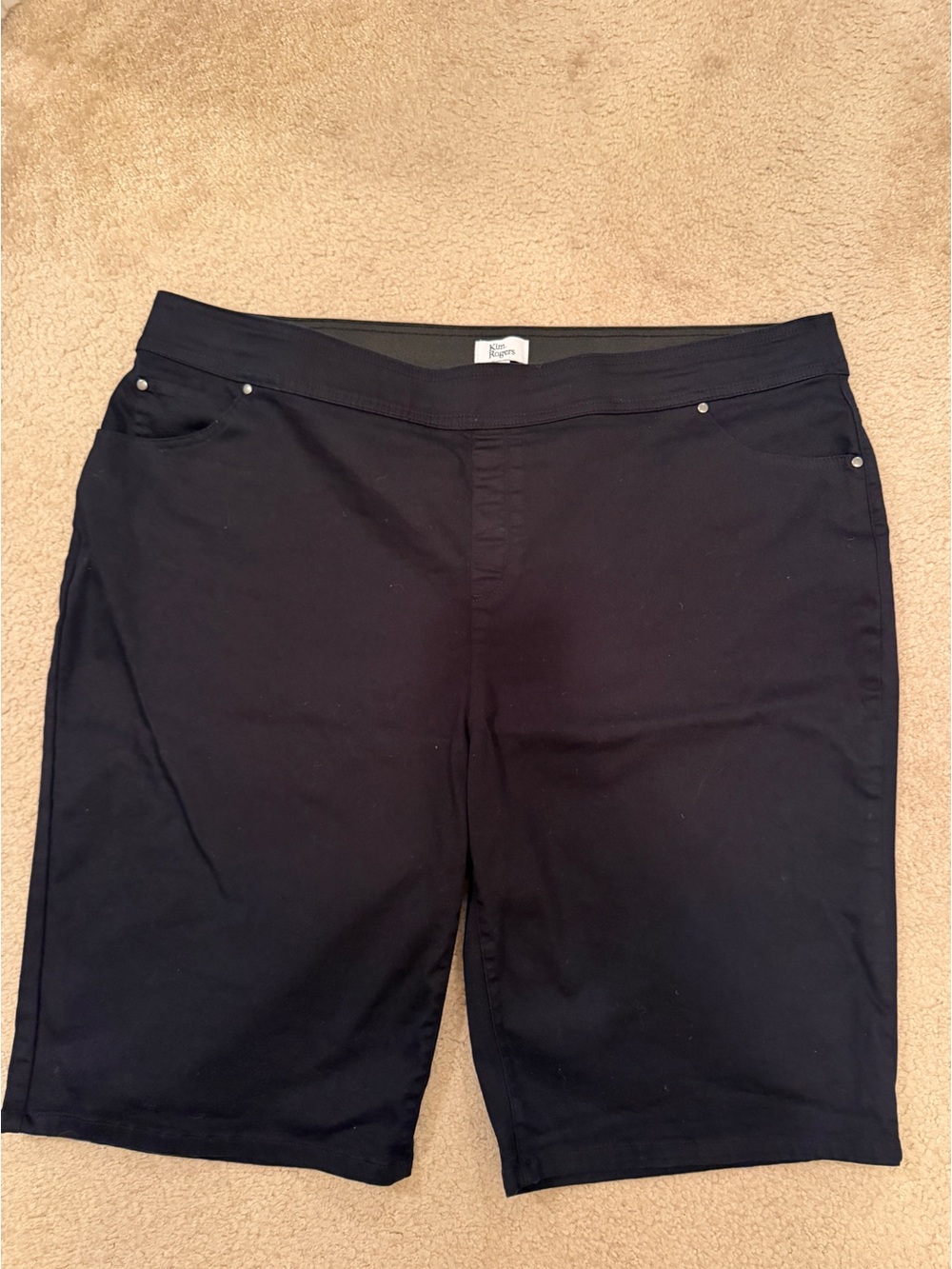 Kim Rogers Black Ribbed Waistband Shorts